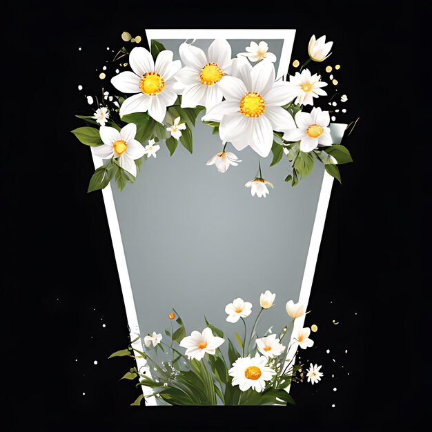 Photo a picture of flowers and a mirror with a frame that says daisies