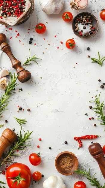 a picture of food and spices on a table