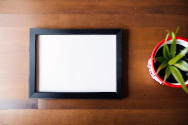 A picture frame and a bowl on a table