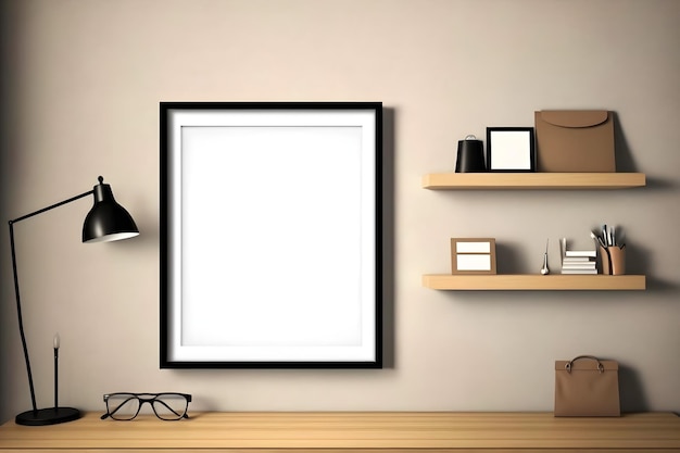 A picture frame on a wall with a black frame on it