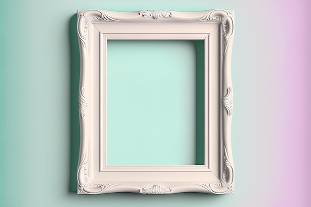 Picture frame in white with a pastel background