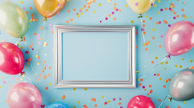 a picture frame with balloons and a picture of balloons on the wall