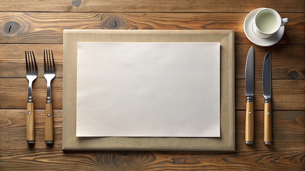 a picture frame with a blank sheet of paper on it