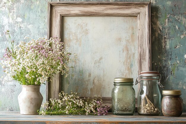 Photo a picture frame with flowers in it and a frame that says  spring