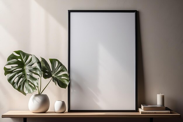 a picture frame with a plant in it and a picture of a plant on the table