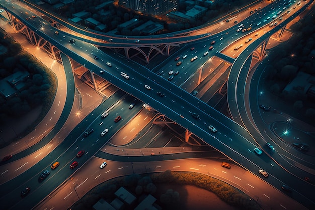 A picture of a freeway with cars driving on it.