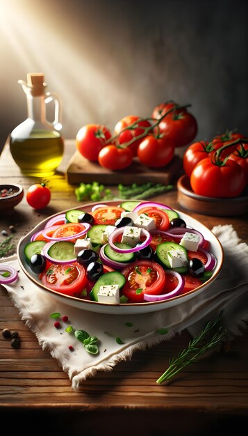 Picture of a fresh cherry tomatobased Greek salad