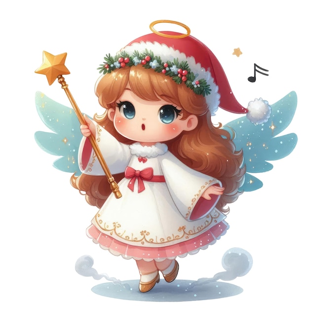 a picture of a girl with a magic wand and a star