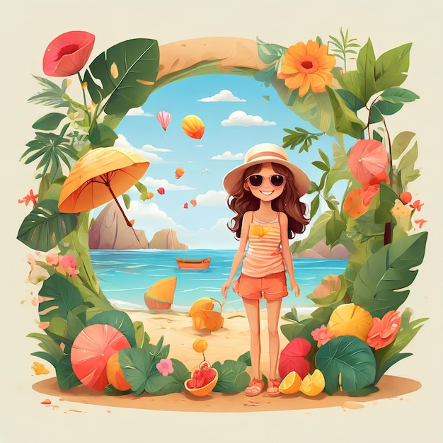 a picture of a girl with a sun hat and sunglasses