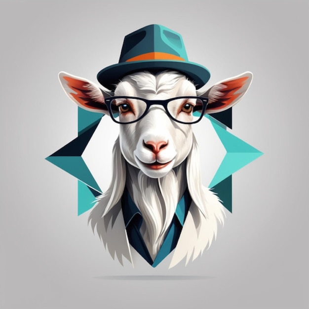 Photo a picture of a goat with glasses and a hat that says llama