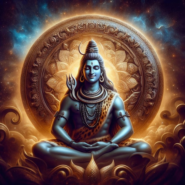 a picture of a god shiva sitting in a lotus position ai generated