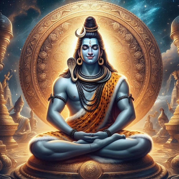 a picture of a god shiva sitting in a lotus position ai generated