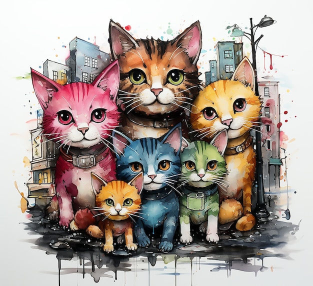 A picture of a group of cats