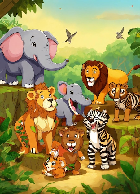 a picture of a group of wild animals including a tiger tiger tiger and tiger