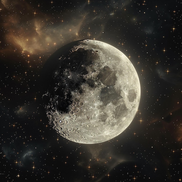 a picture of a half moon with a space background