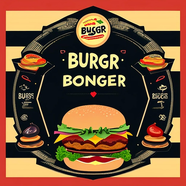 A picture of a hamburger that says burger