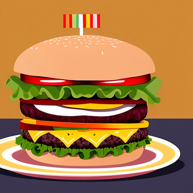 a picture of a hamburger with the flag on it