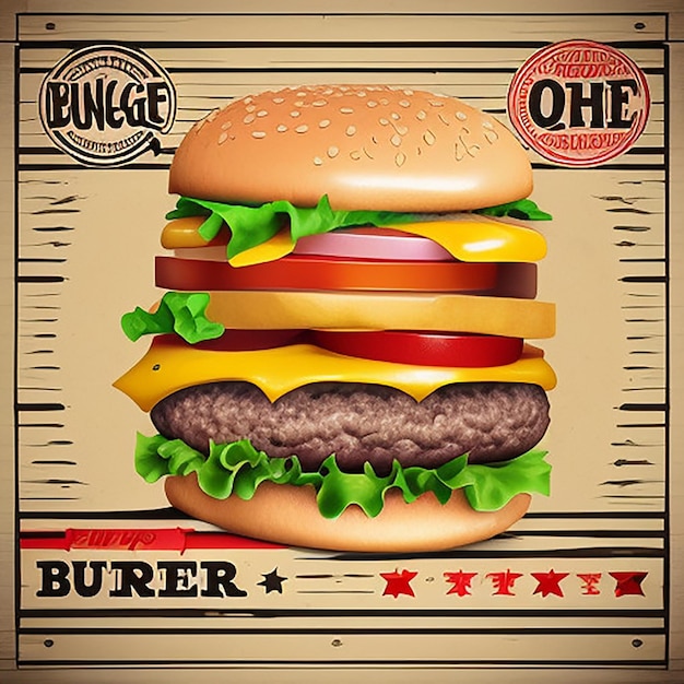 a picture of a hamburger with the words burger king on it