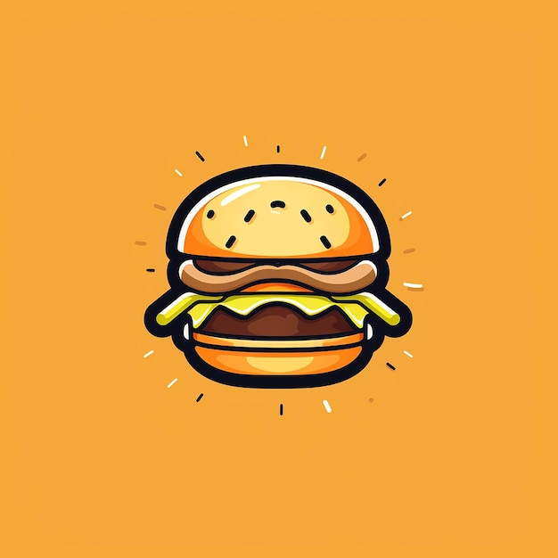 a picture of a hamburger with a yellow background with a light shining through it