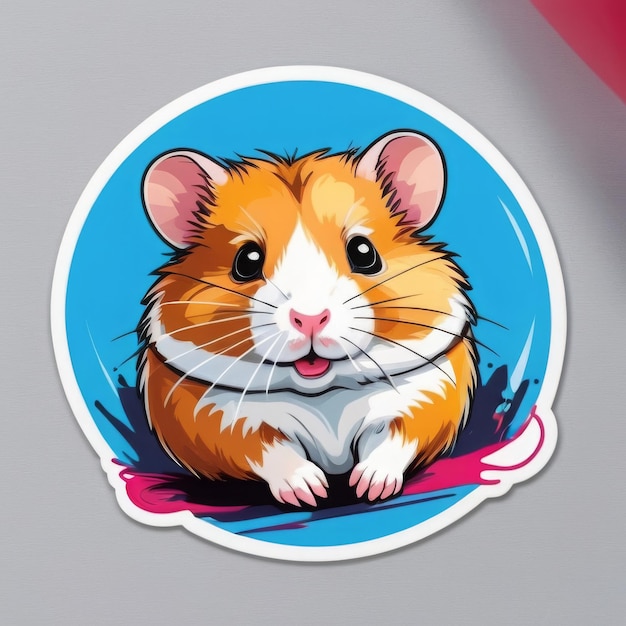 a picture of a hamster with a blue background with a pink tongue sticking out