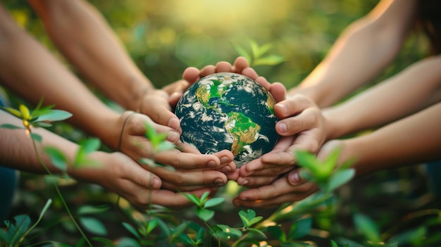 a picture of hands holding a globe with the word earth in the middle