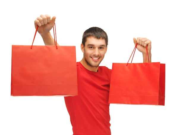 picture of handsome man with shopping bags