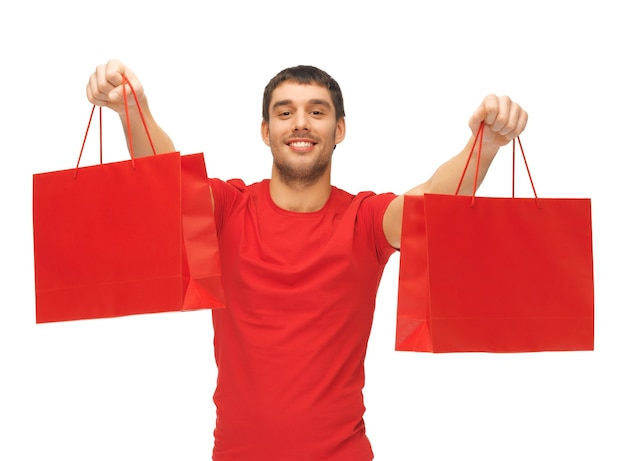 picture of handsome man with shopping bags