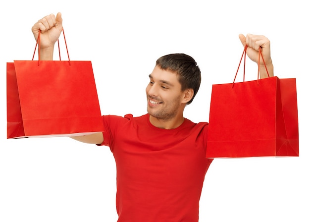 picture of handsome man with shopping bags