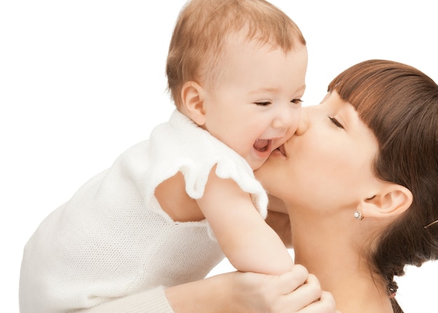 picture of happy mother with adorable baby (focus on woman)