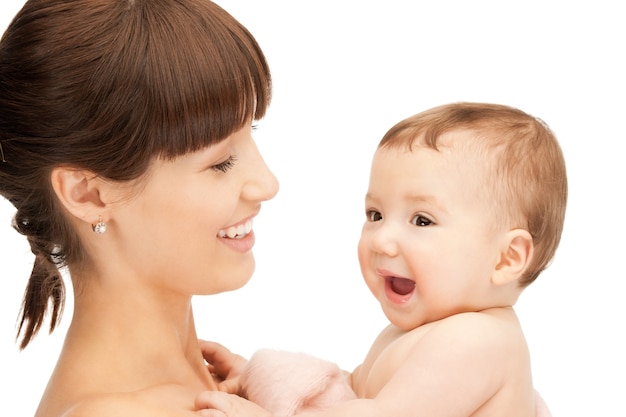 picture of happy mother with adorable baby