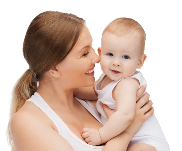 picture of happy mother with adorable baby.