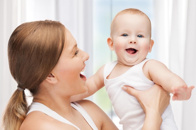 picture of happy mother with adorable baby