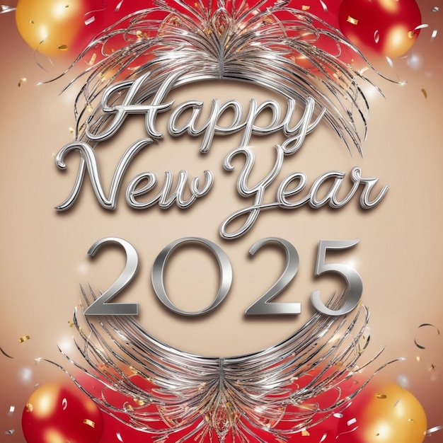 Photo a picture of a happy new year with a gold background with a ribbon and a red star