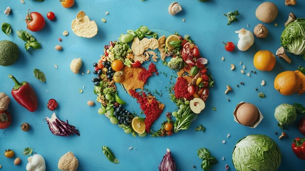 Photo a picture of a heart made of fruits and vegetables