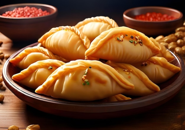 Picture of holi special gujiya dish on background