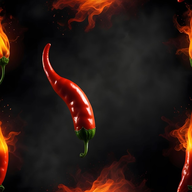 a picture of a hot chili pepper in flames