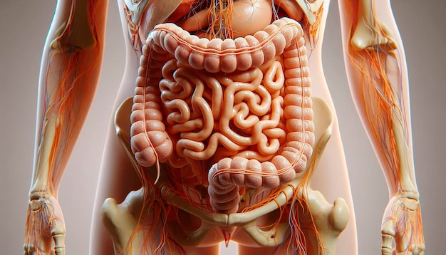 Photo a picture of a human body with the body labeled stomach