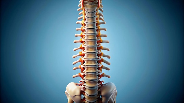 a picture of a human skeleton with a back pain