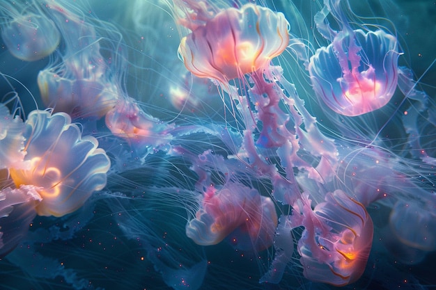 a picture of a jellyfish with the colors of the sea