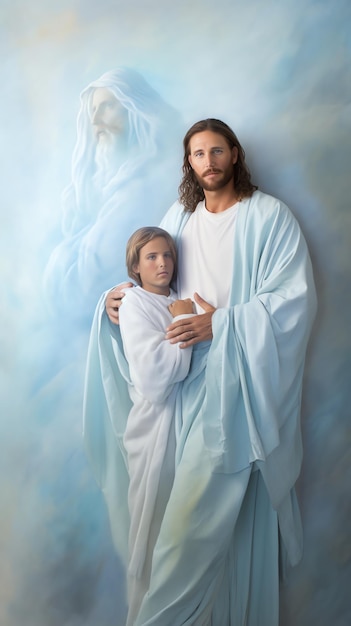 a picture of jesus and builder