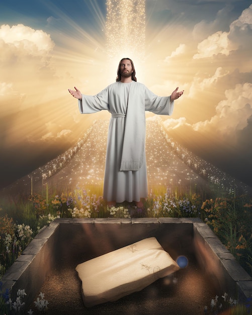 a picture of jesus with a suitcase and a suitcase in the middle of the picture