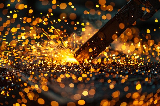 a picture of a knife with sparks and sparks in the background