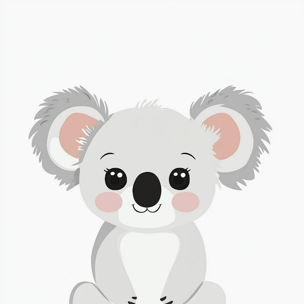 a picture of a koala with a pink face and a white background