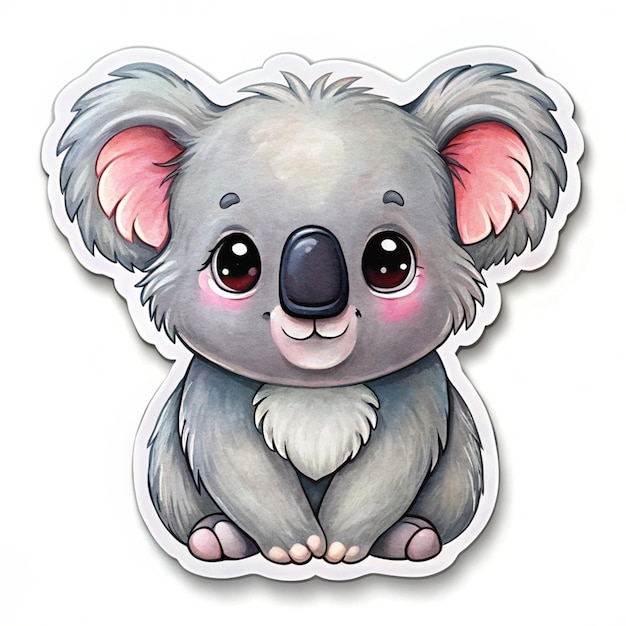 a picture of a koala with a pink nose and pink eyes