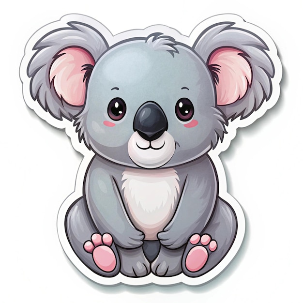 a picture of a koala with a pink nose and pink toes