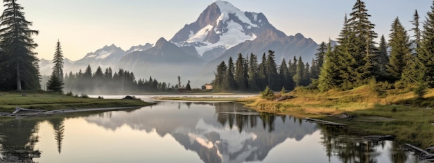 Picture Lake Reflection of Mount Shuksan view generative AI