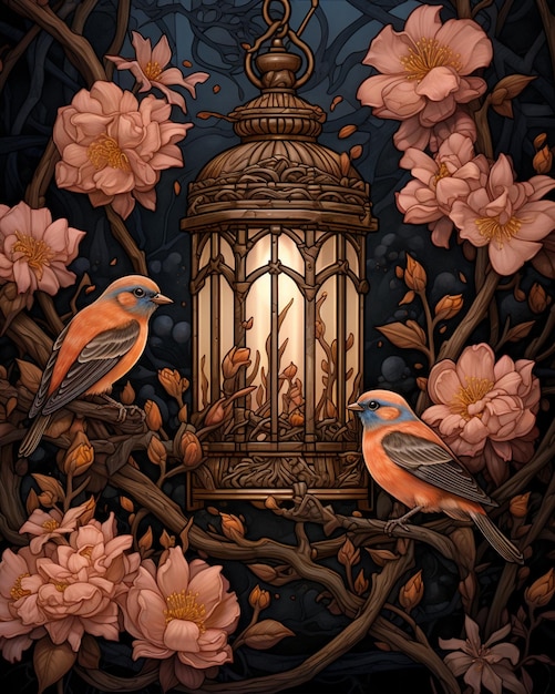 Picture of Lantern and Flowers