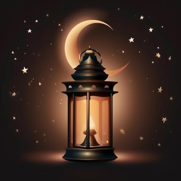 A picture of a lantern with a moon and stars on it