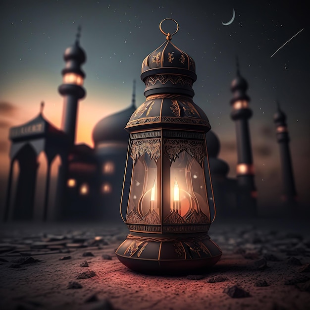 A picture of a lantern with the words eid al - adha on it