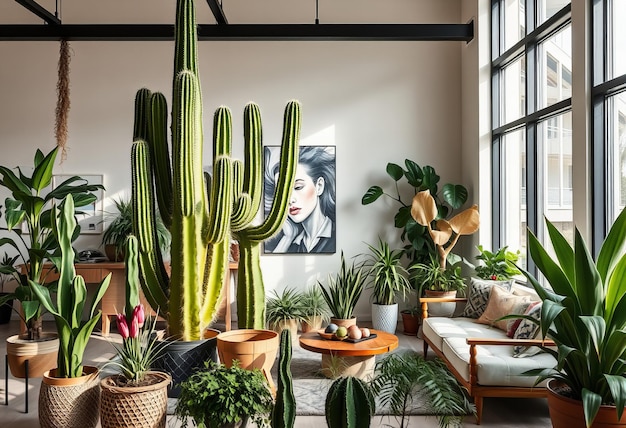 Picture Large cactus and other plants in a modern interior